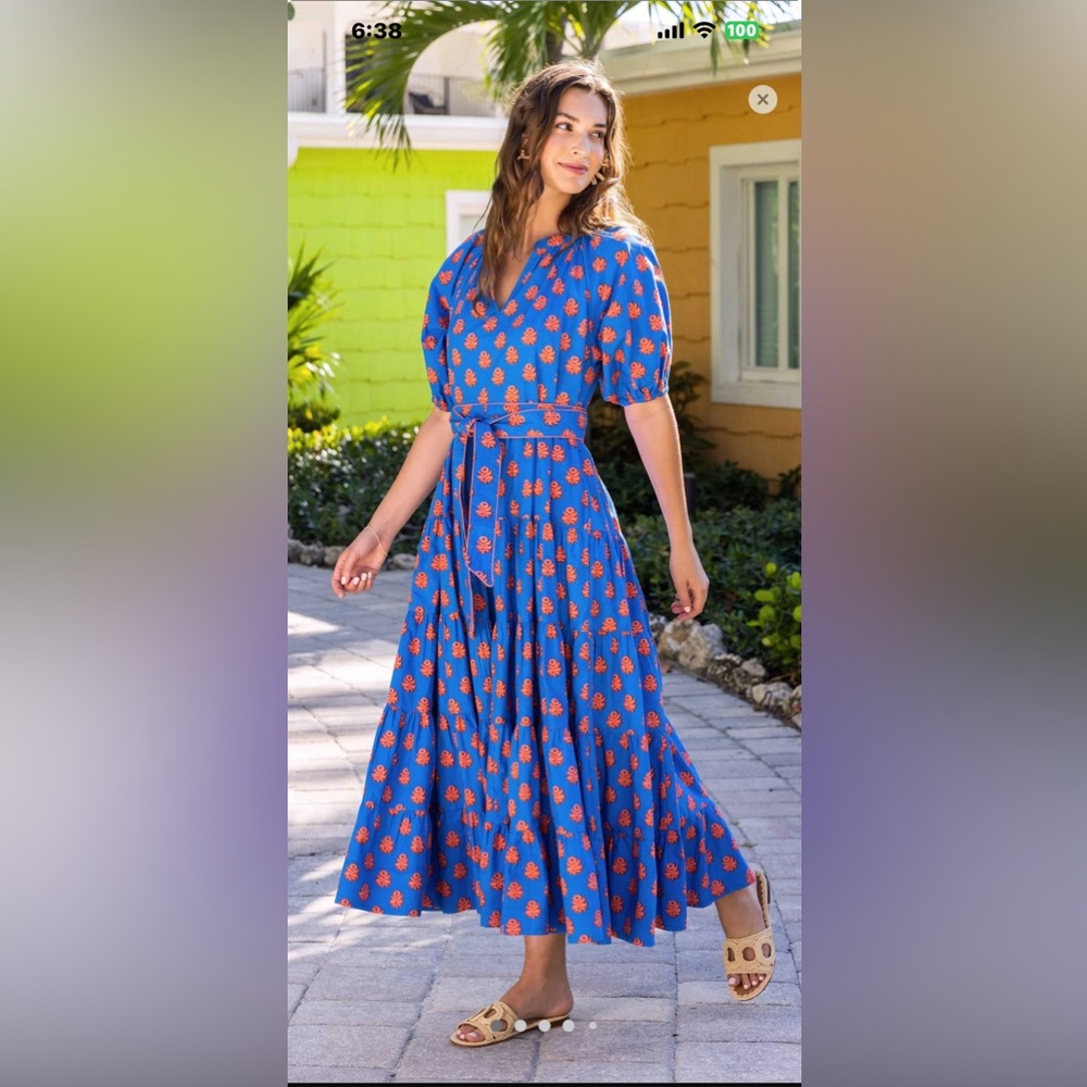 Printfresh Zinnia To and From Dress, nautical blue. Medium. Worn once
